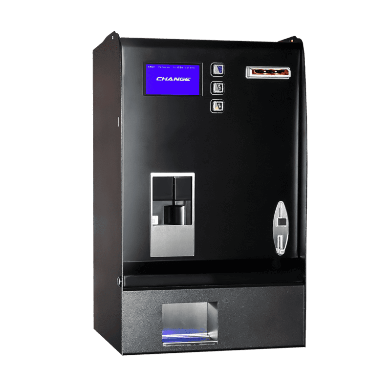 Ypex avantgarde cash muntautomaat voor uitgifte van zowel consumptiemunten als muntgeld